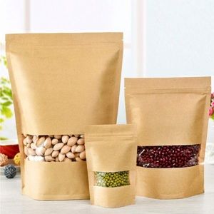48 pcs Small Kraft Bags w/ Windows Stand Up Zip Resealable Pouches 3oz 4.7×7.8in